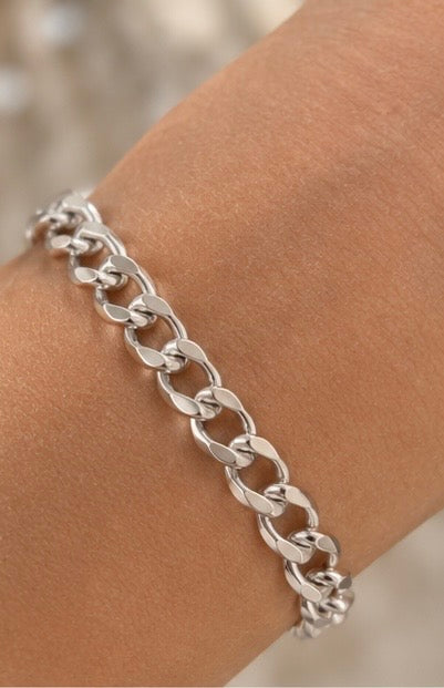 Silver adjustable curb chain bracelet