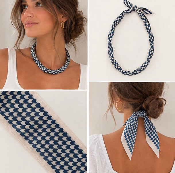 Coastal Check Scarf Necklace
