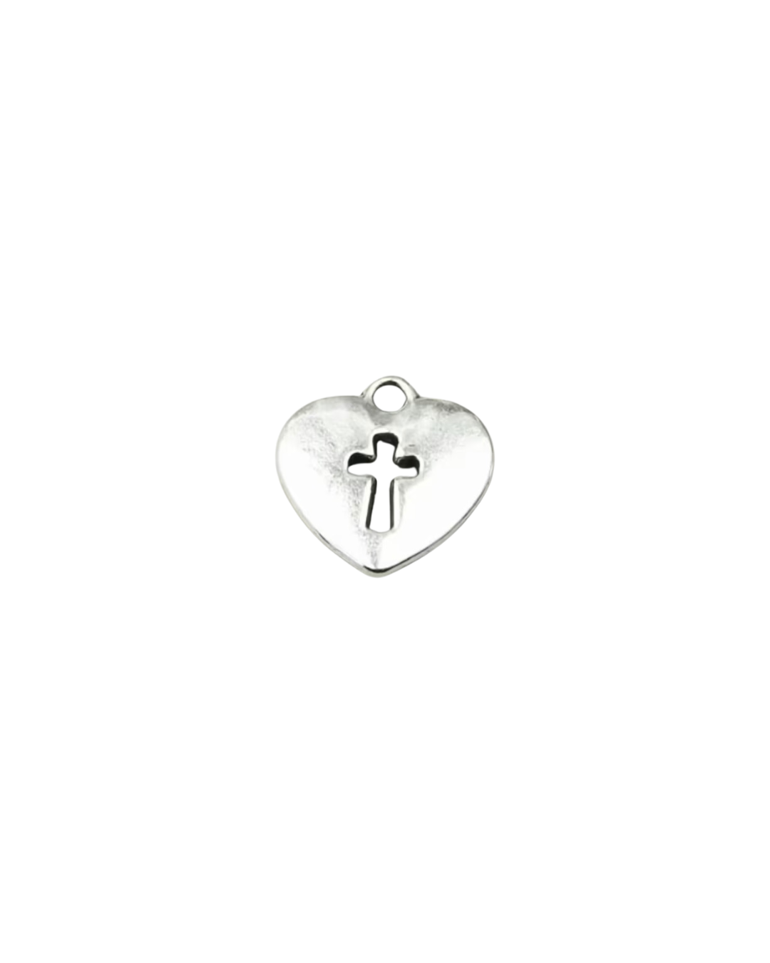 Silver heart cross charm
