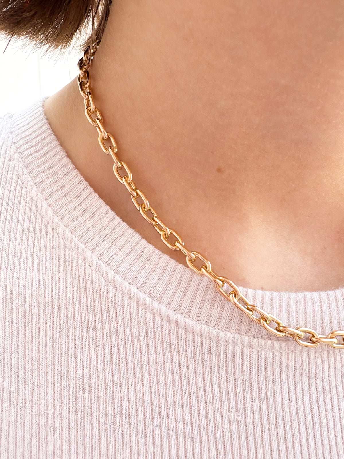 Gold oval paperclip chain